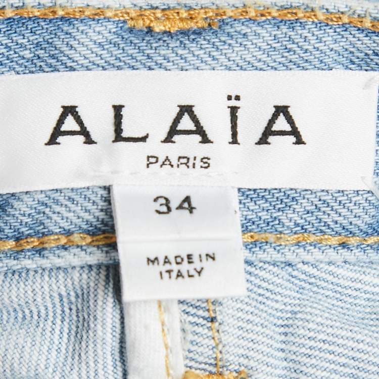 Pre Owned Alaia Light Blue Denim Round Leg Jeans S Waist 24"