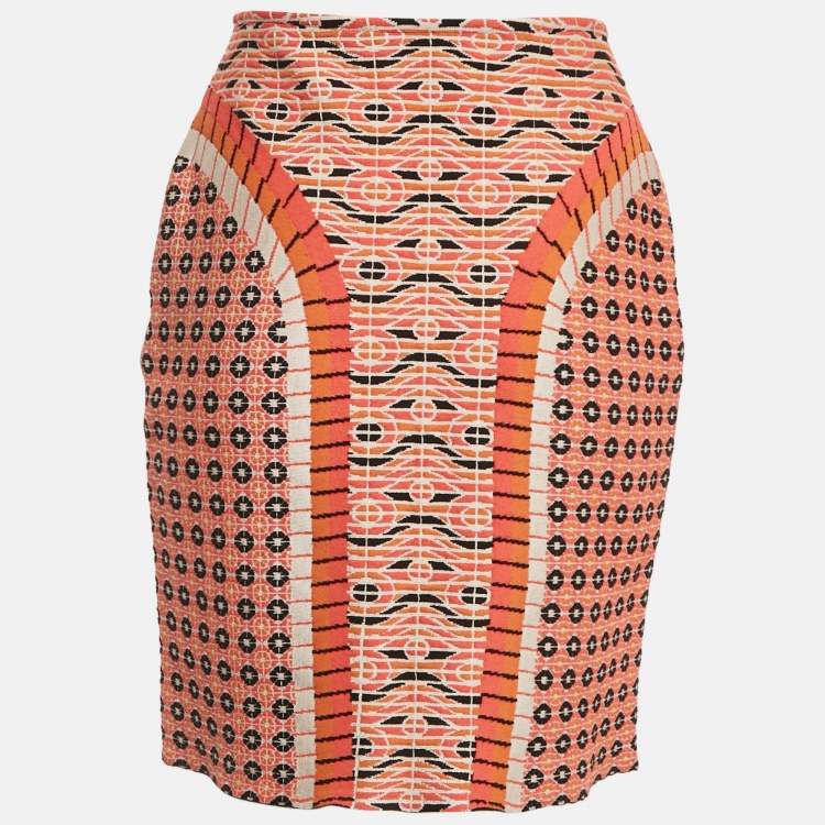 Pre Owned Alaia Multicolor Jacquard Patterned Knit Short Skirt M