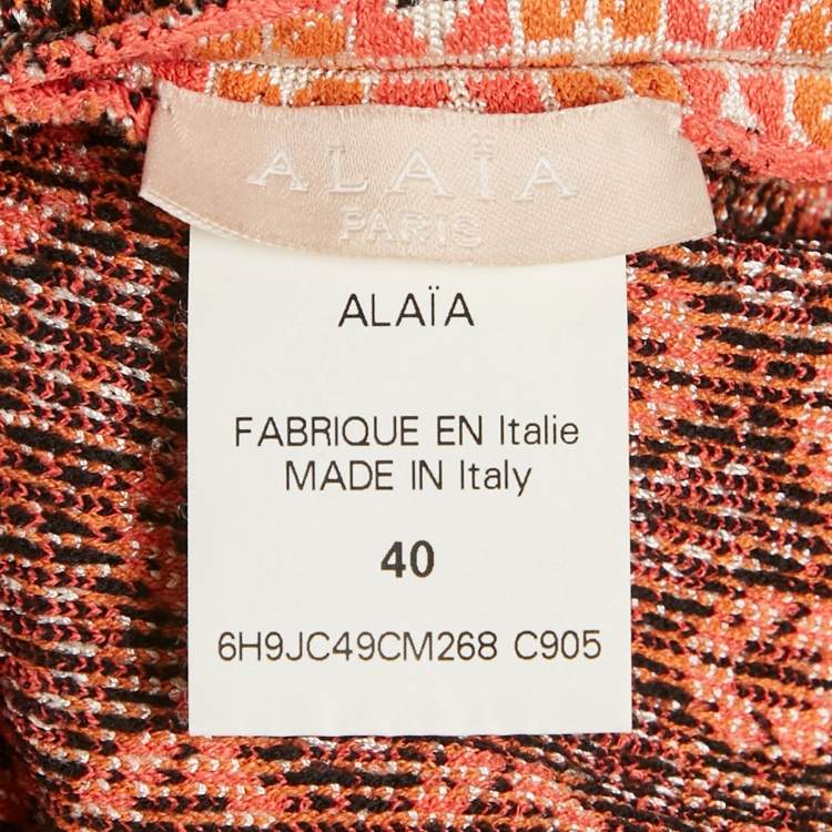 Pre Owned Alaia Multicolor Jacquard Patterned Knit Short Skirt M