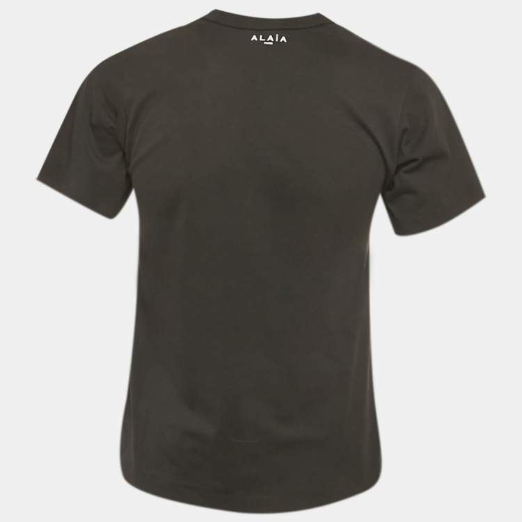 Pre Owned Alaia Black Mon Coeur est à Papa Print Cotton T-Shirt S