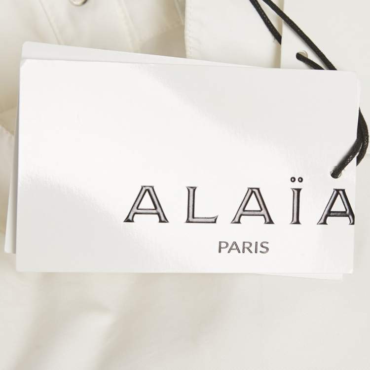 Pre Owned Alaia White Poplin High-Neck Crop Top S