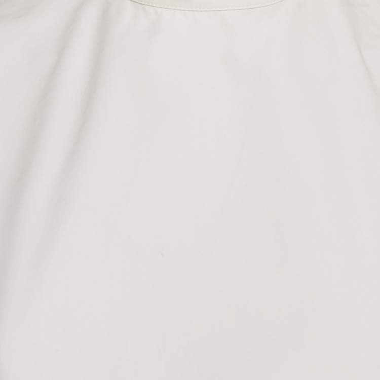 Pre Owned Alaia White Poplin High-Neck Crop Top S