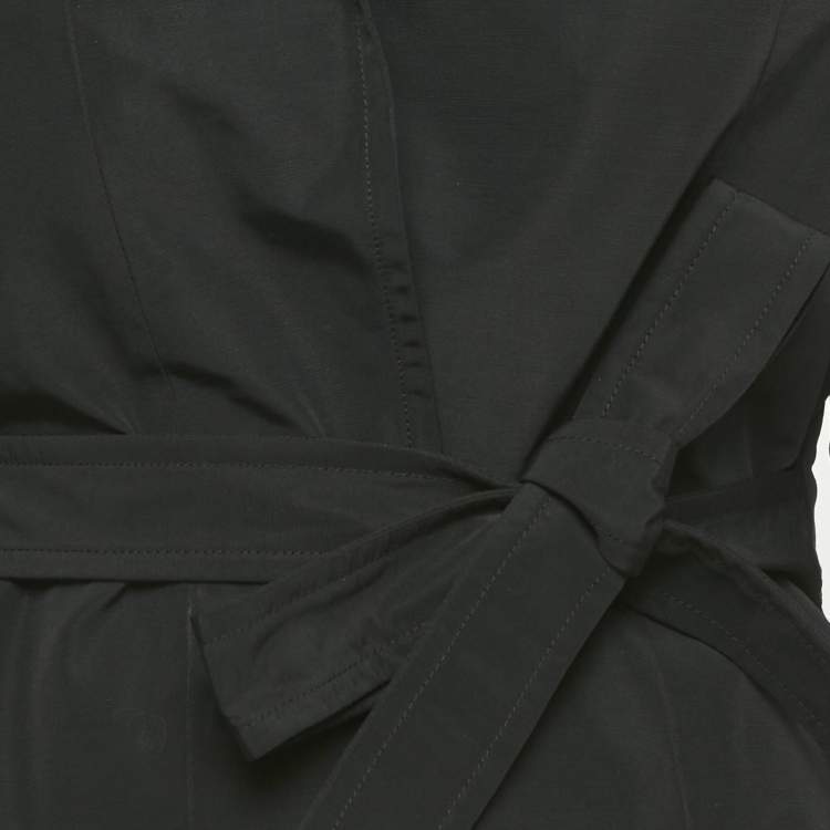 Pre Owned Alaia Black Synthetic Wrap Around Hooded Biker Jacket S 