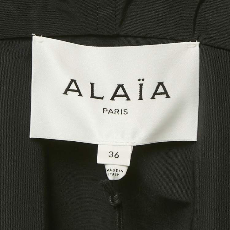 Pre Owned Alaia Black Synthetic Wrap Around Hooded Biker Jacket S 