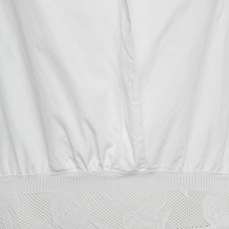 Pre Owned Alaia White Cotton Hooded Wrap Bodysuit Top S