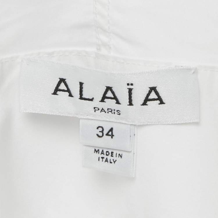 Pre Owned Alaia White Cotton Hooded Wrap Bodysuit Top S