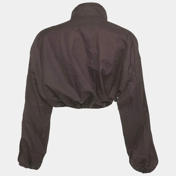 مملوكة مسبقًا Alaia Burgundy  Polyester Button Front Crop Jacket S