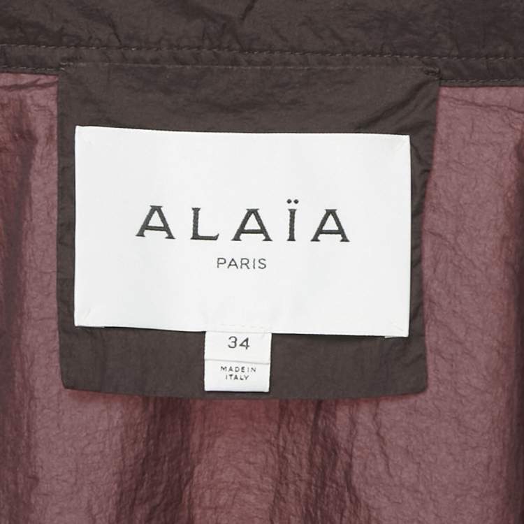 مملوكة مسبقًا Alaia Burgundy  Polyester Button Front Crop Jacket S