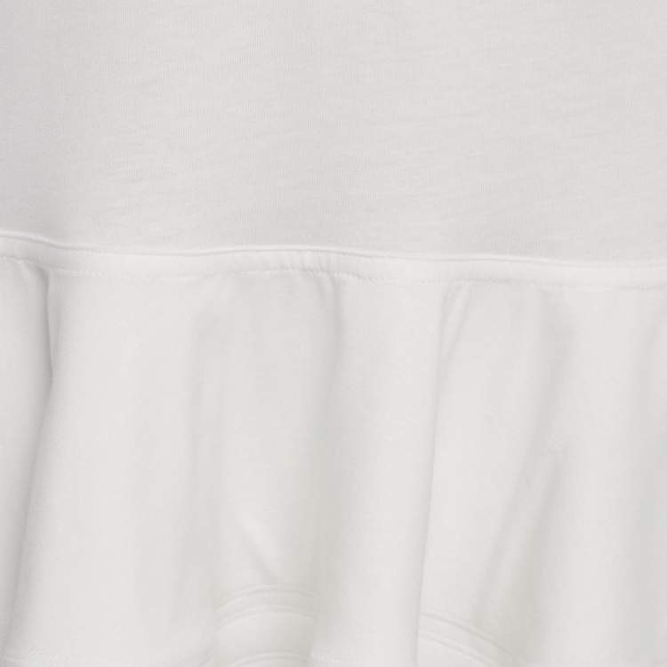 Pre Owned Alaia White Cotton Crew Neck Peplum T-Shirt S