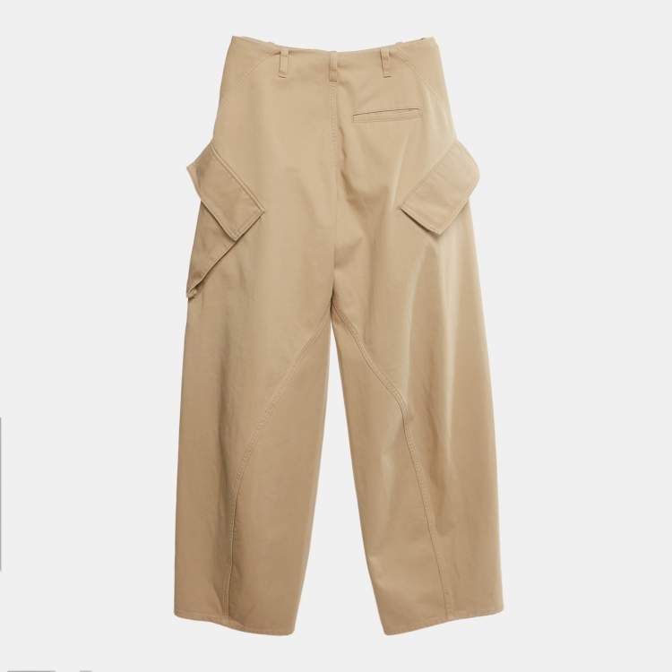Pre Owned Alaia Beige Cotton High Waist Cargo Pants S