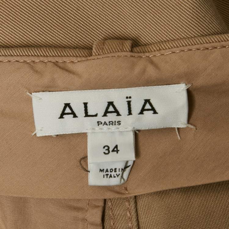 Pre Owned Alaia Beige Cotton High Waist Cargo Pants S