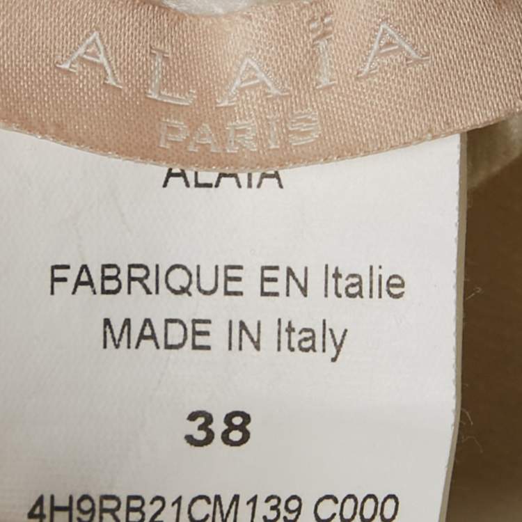 Pre Owned Alaia White Textured Stretch Knit Flared Mini Dress M