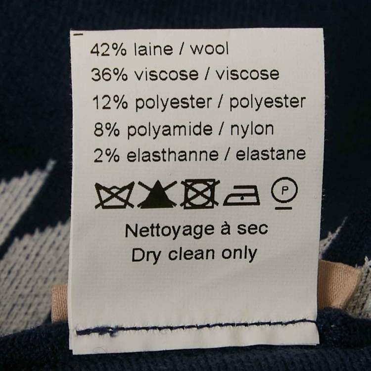 Pre Owned Alaia Blue/White Geometric Pattern Stretch Knit Mini Dress M