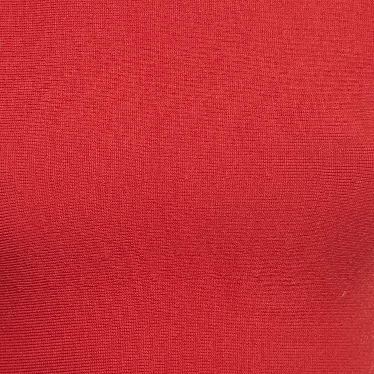 Pre Owned Alaia Light Red Stretch Knit Cut-Out Mini Dress S