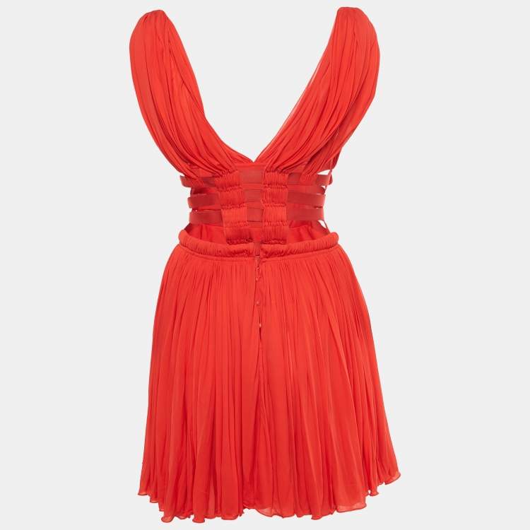 Pre Owned Alaia ÉTÉ  Edition Red Jersey Cut-Out Flared Mini Dress M