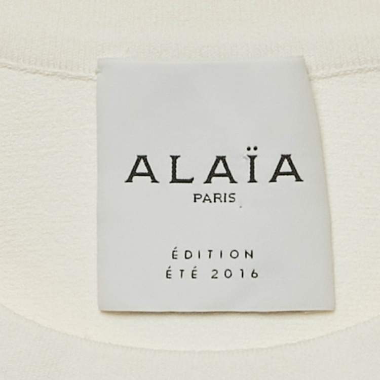 Pre Owned Alaia White Stretch Knit Cut-Out Crop S