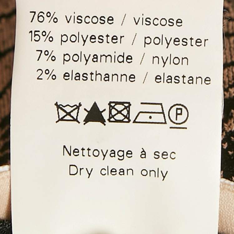 Pre Owned Alaia Black /Beige Jacquard Knit Mini Dress M