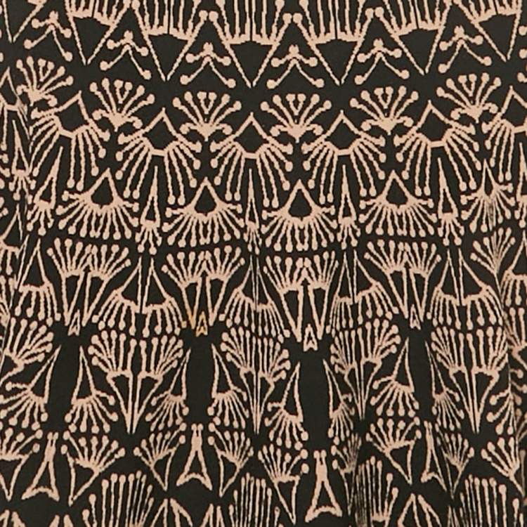 Pre Owned Alaia Black /Beige Jacquard Knit Mini Dress M