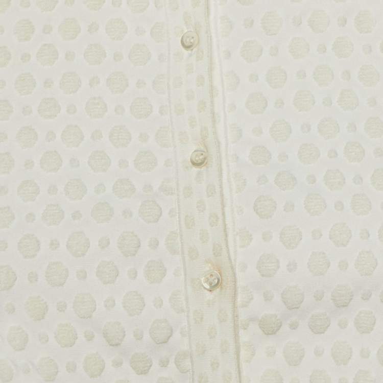 Pre Owned Alaia Ivory Dotted Jacquard Button Front Bolero M 