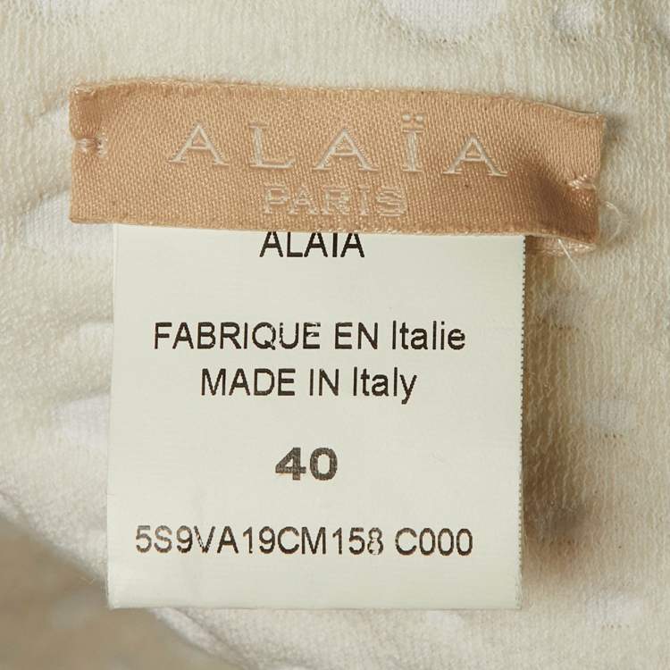 Pre Owned Alaia Ivory Dotted Jacquard Button Front Bolero M 