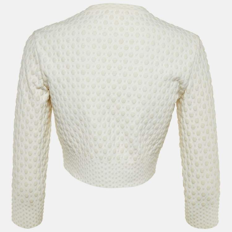Pre Owned Alaia Ivory Dotted Jacquard Button Front Bolero M 