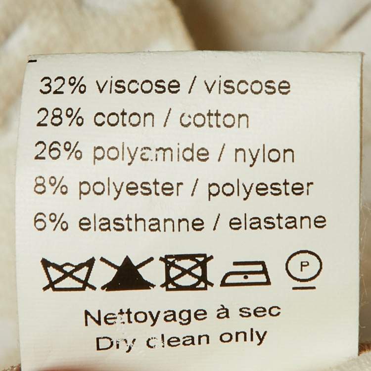 Pre Owned Alaia Ivory Dotted Jacquard Knit Peplum Top M