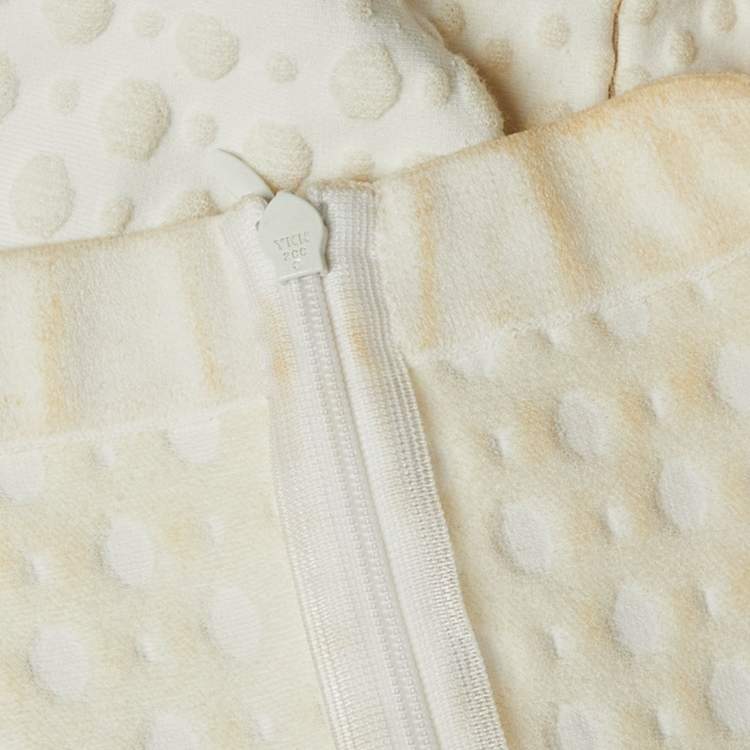 Pre Owned Alaia Ivory Dotted Jacquard Knit Peplum Top M