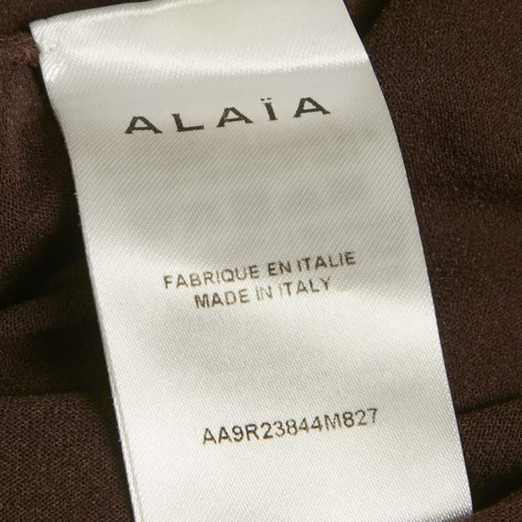 Pre Owned Alaia Brown Jersey Belted Midi Dress S