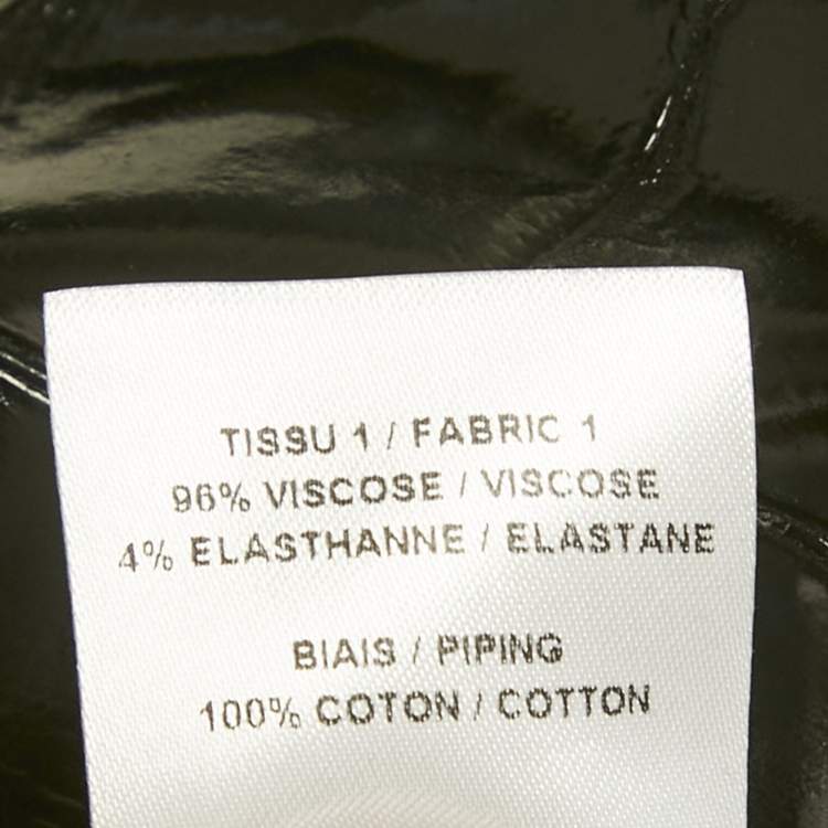 Pre Owned Alaia Black Crocodile Pattern Faux Leather Asymmetric Midi Dress M