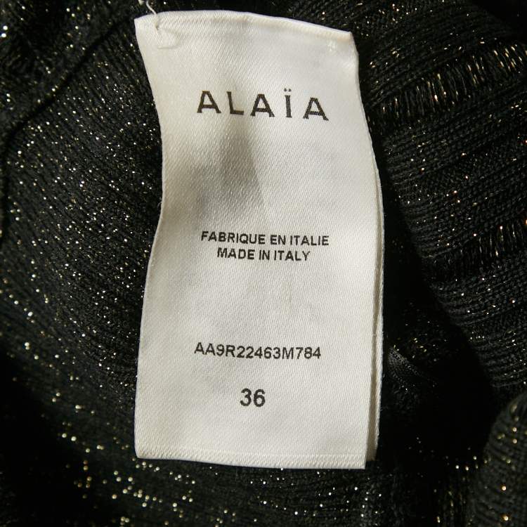 Pre Owned Alaia Black Lurex Knit Flared Mini Dress XS