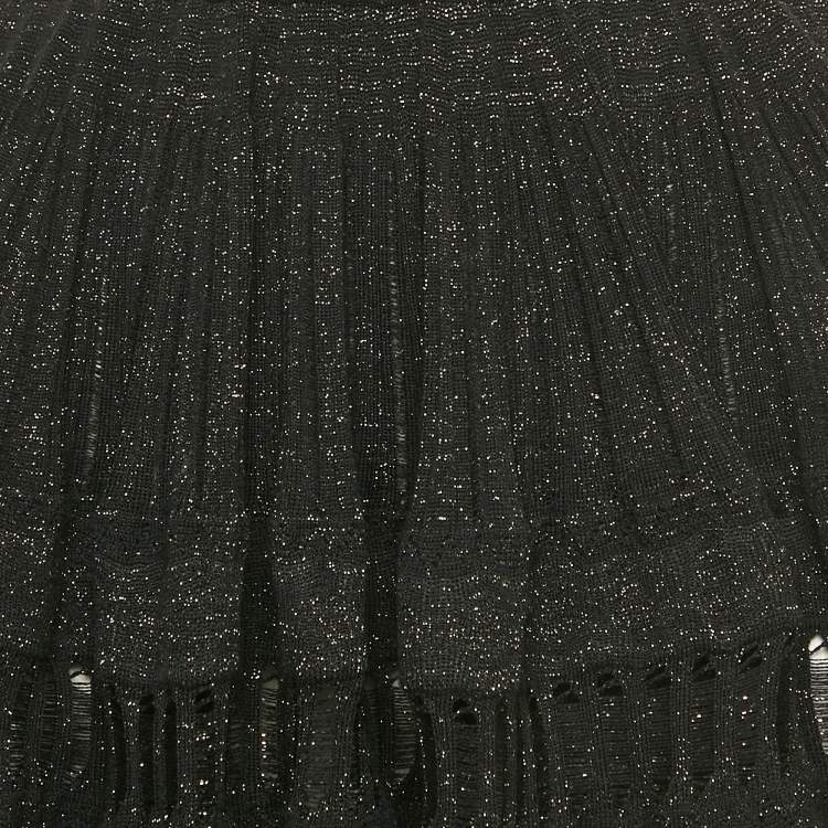 Pre Owned Alaia Black Lurex Knit Flared Mini Dress XS