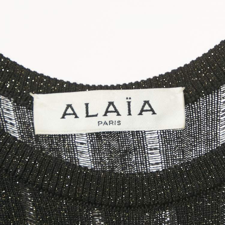 Pre Owned Alaia Black Lurex Knit Flared Mini Dress XS