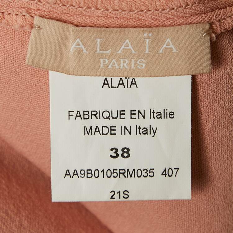 Pre Owned Alaia Pink Knit Off-Shoulder Bodysuit M