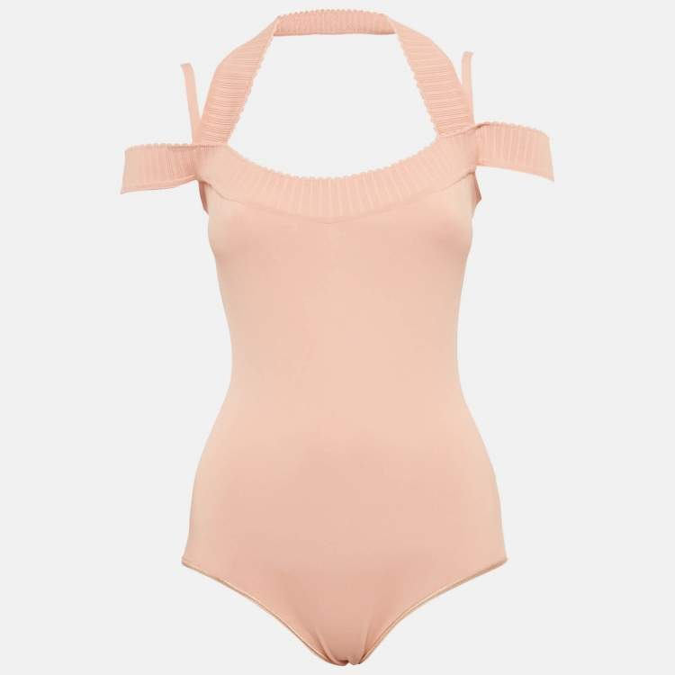Pre Owned Alaia Pink Knit Off-Shoulder Bodysuit M