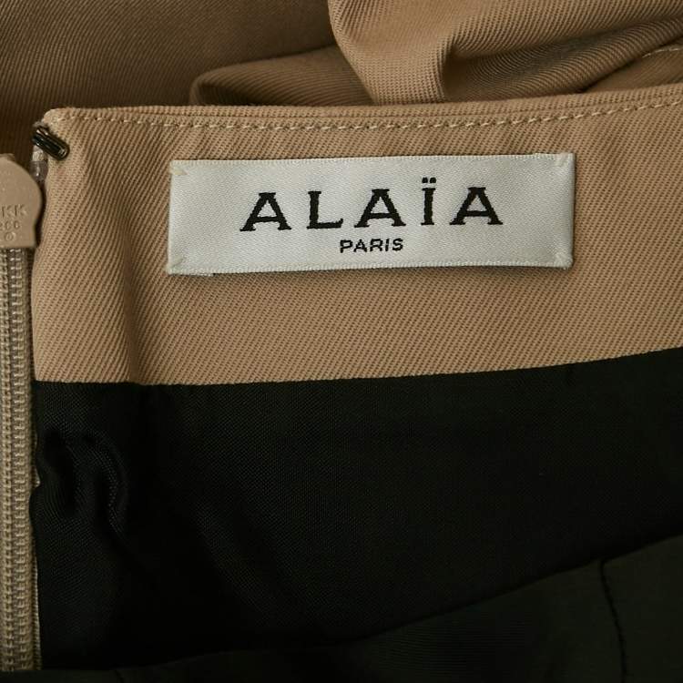 Pre Owned Alaia Beige Gabardine Halter Neck Mini Dress S