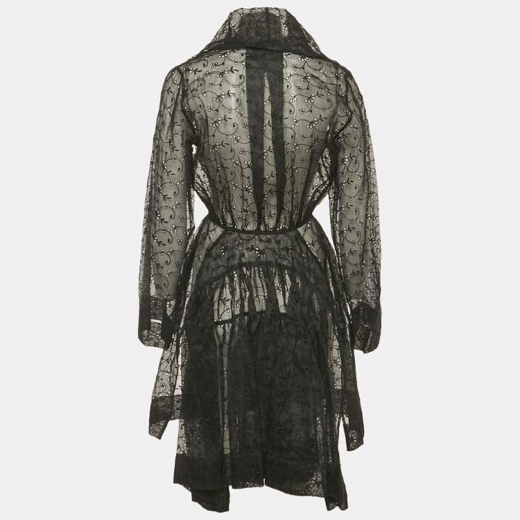 Pre Owned Alaia Black Schiffli Sheer Short Dress S