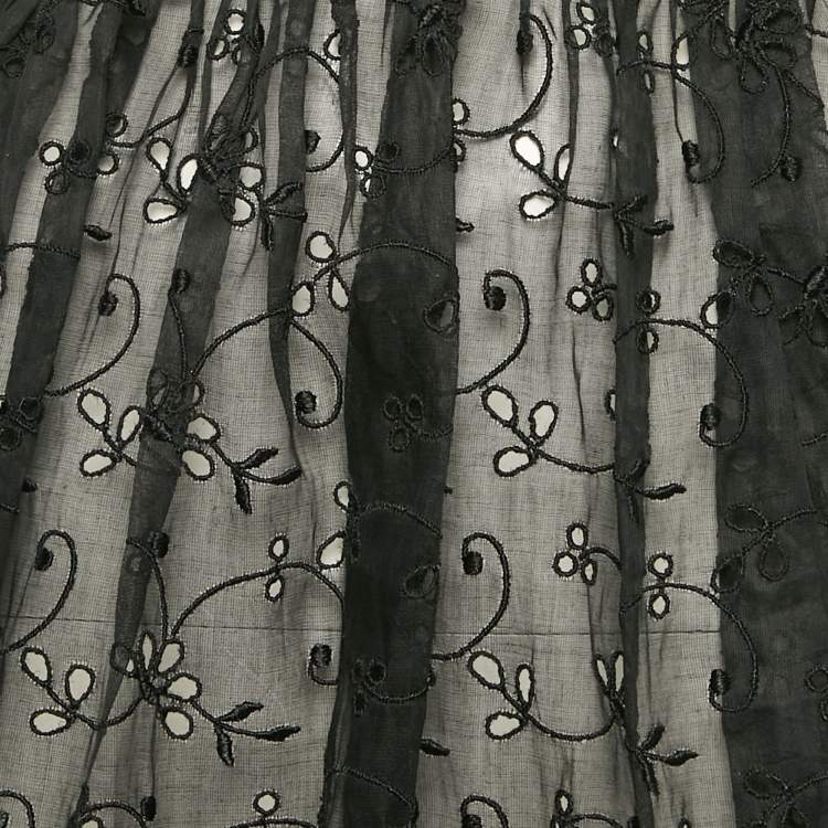 Pre Owned Alaia Black Schiffli Sheer Short Dress S