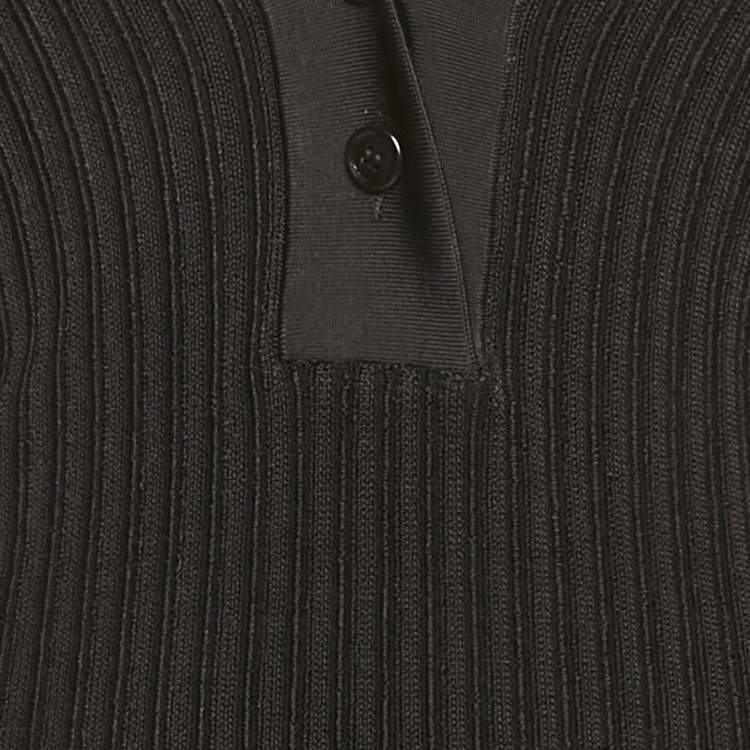 Pre Owned Alaia Black Shiny Silky Rib Knit Flared Mini Dress S