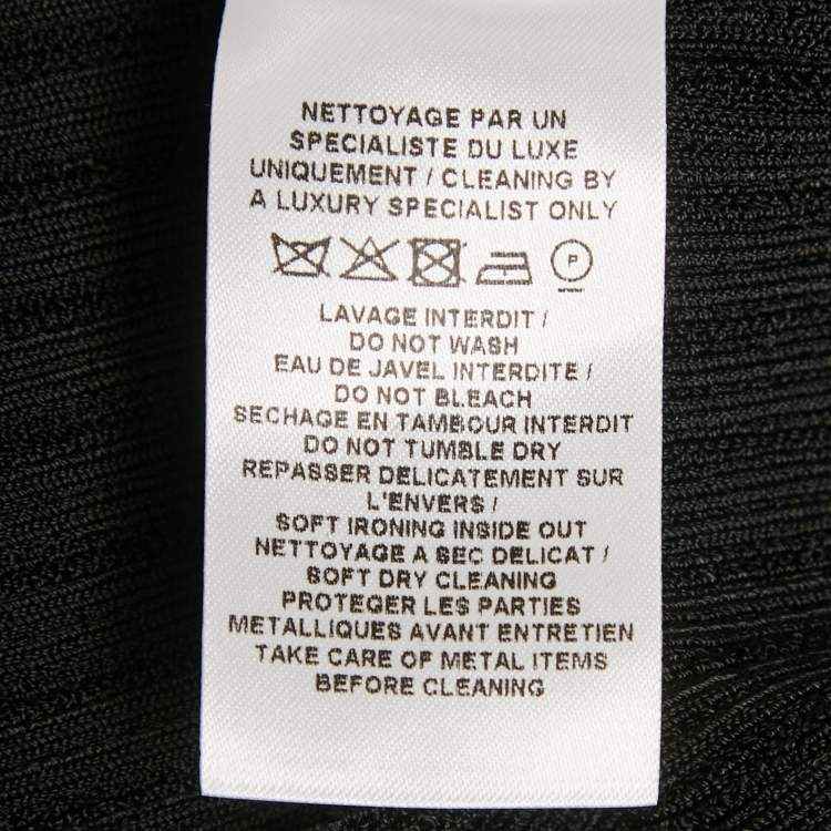 Pre Owned Alaia Black Shiny Silky Rib Knit Flared Mini Dress S