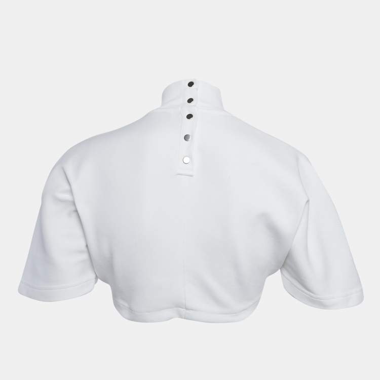 Pre Owned Alaia White Jersey Crop Polo T-Shirt XS