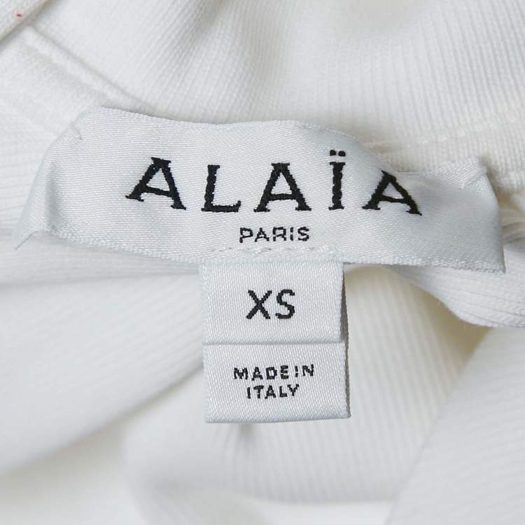 Pre Owned Alaia White Jersey Crop Polo T-Shirt XS