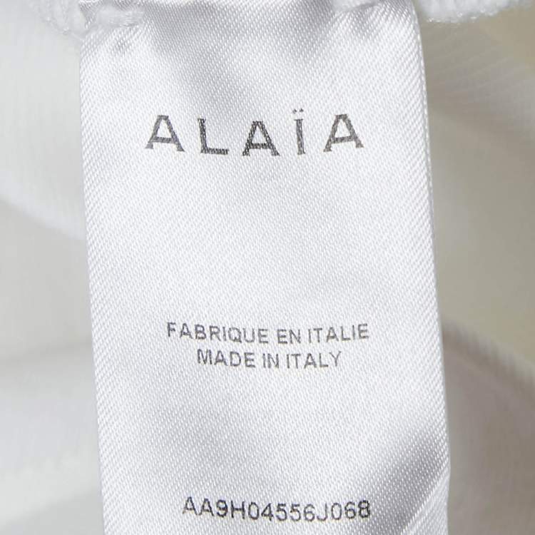 Pre Owned Alaia White Jersey Crop Polo T-Shirt XS