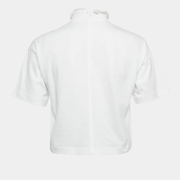 Pre Owned Alaia White Cotton Jersey Cropped T-Shirt XS