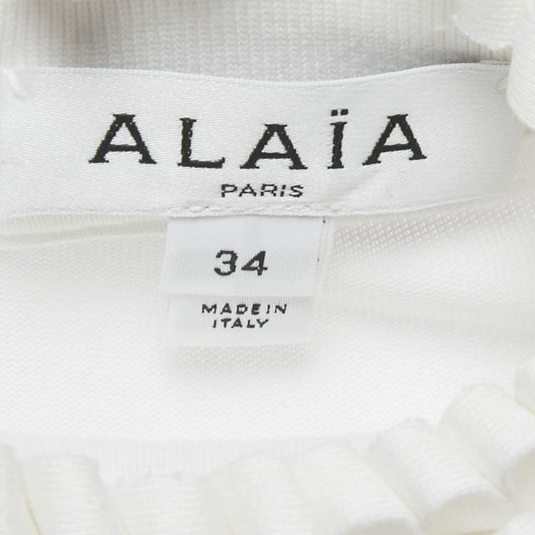Pre Owned Alaia White Cotton Jersey Cropped T-Shirt XS