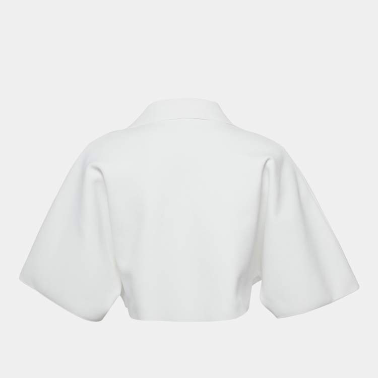 مملوكة مسبقًا Alaia White Stretch Crepe Crop Top S