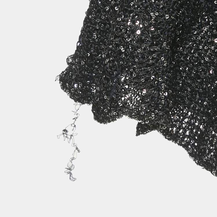 Pre Owned Alaia Navy Blue Sequins Lurex Knit Mini Dress S