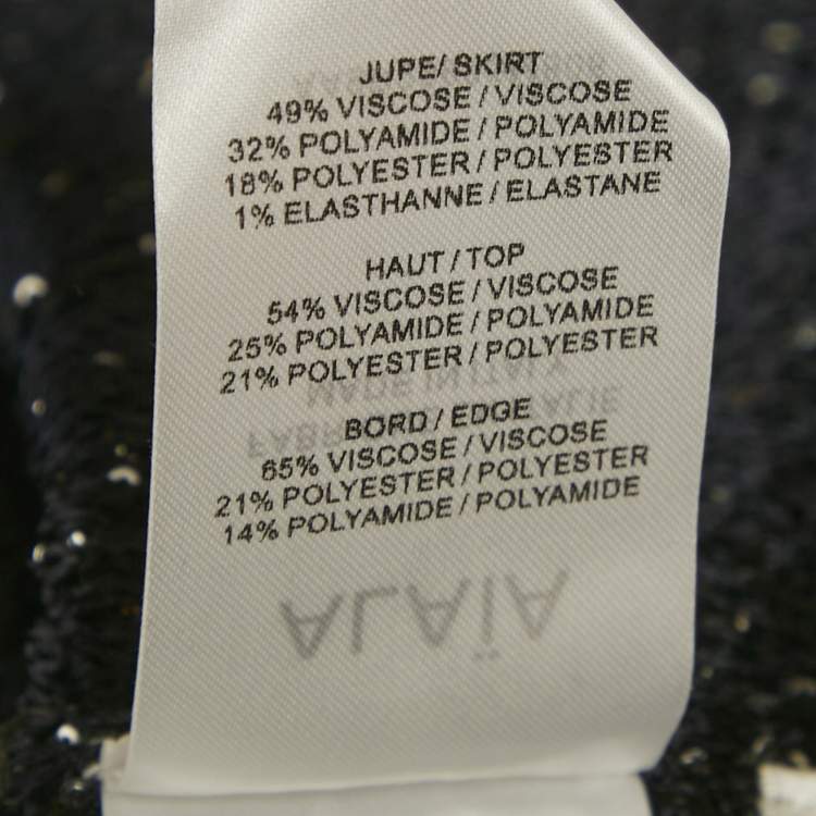 Pre Owned Alaia Navy Blue Sequins Lurex Knit Mini Dress S