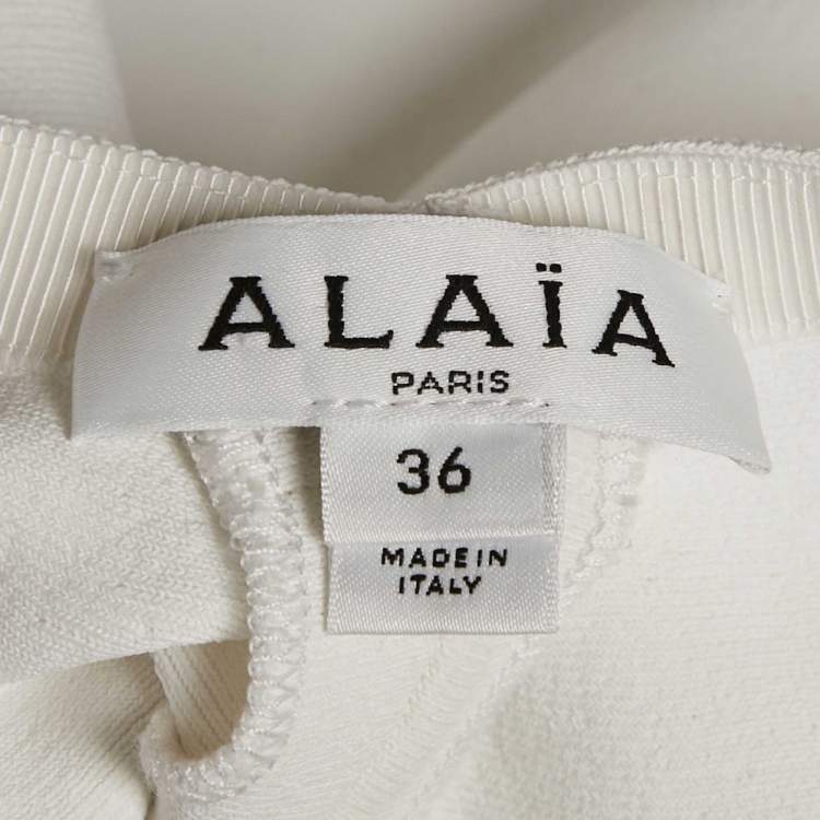 Pre Owned Alaia White Stretch Crepe Skater Mini Skirt S