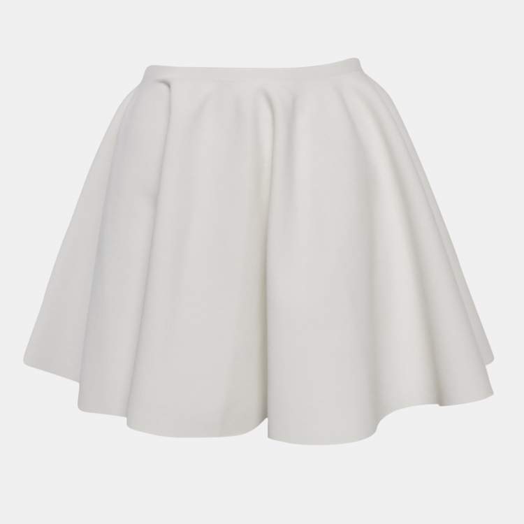Pre Owned Alaia White Stretch Crepe Skater Mini Skirt S