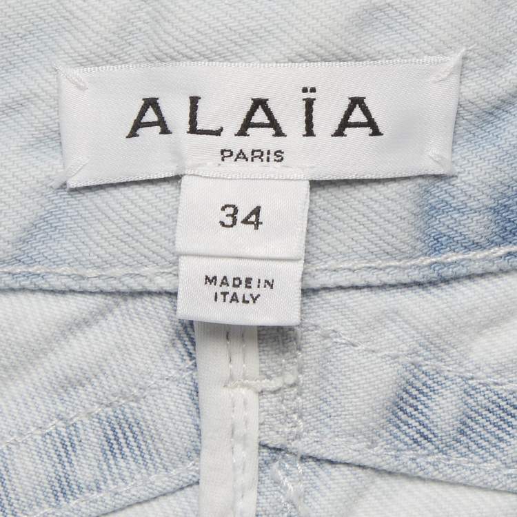 Pre Owned Alaia Blue Ice Denim Low Waist Round Jeans S Waist/26"